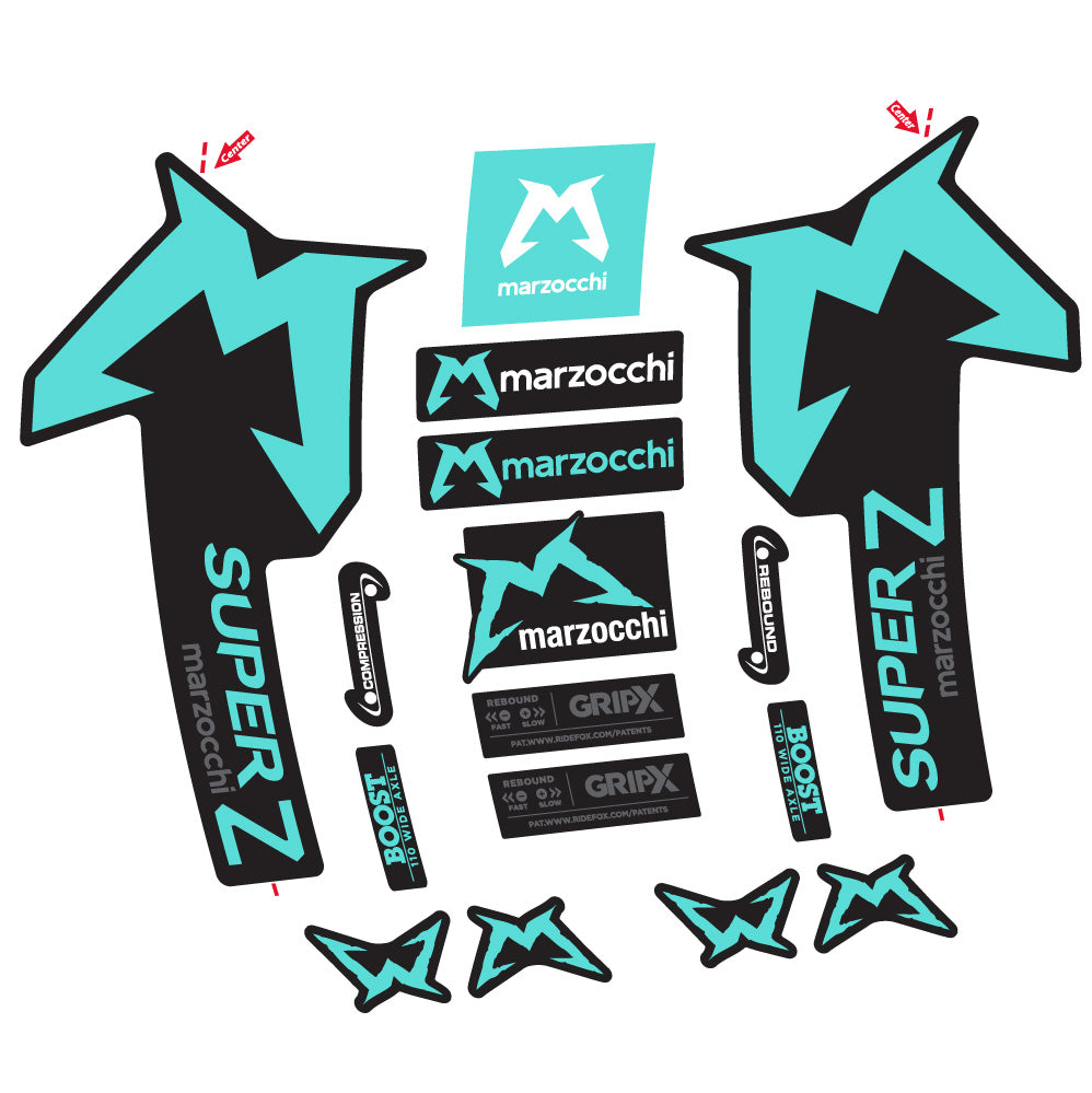 Stickers Marzocchi Super Z compatibles - Autocollants fourche VTT