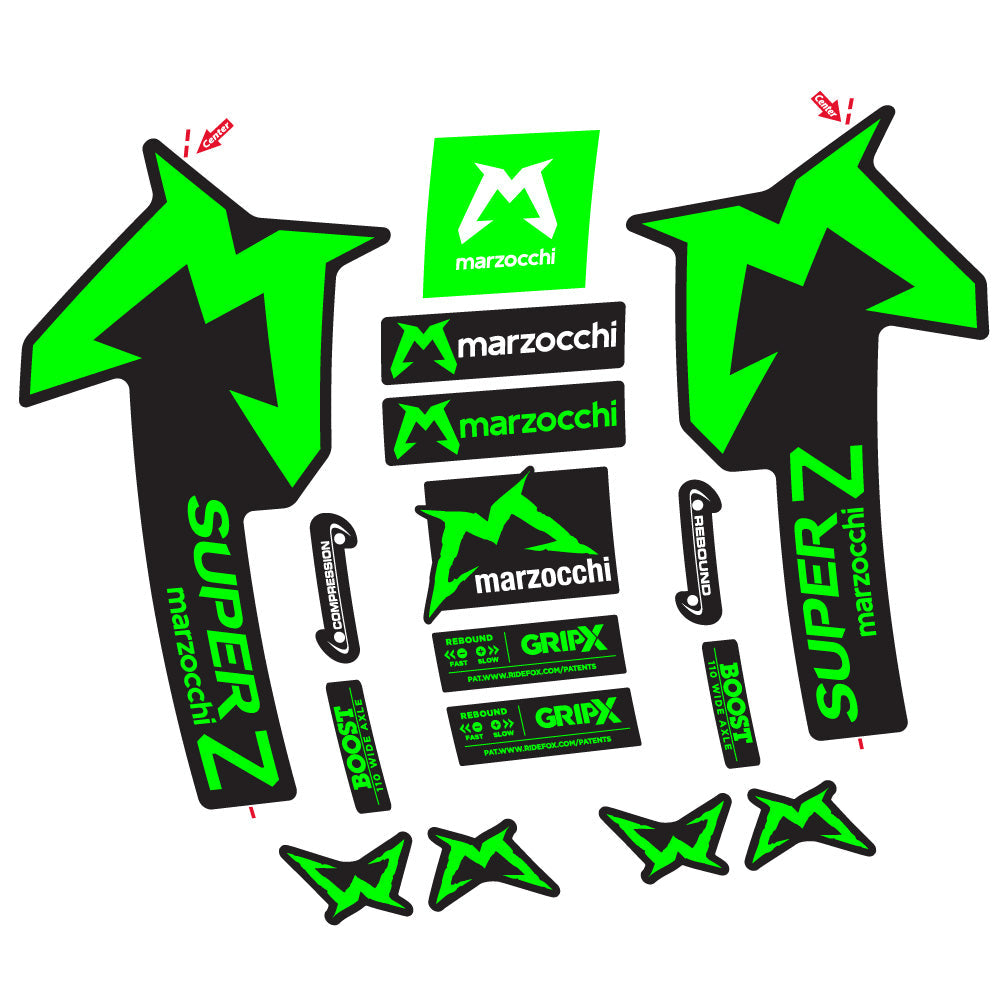 Stickers Marzocchi Super Z compatibles - Autocollants fourche VTT