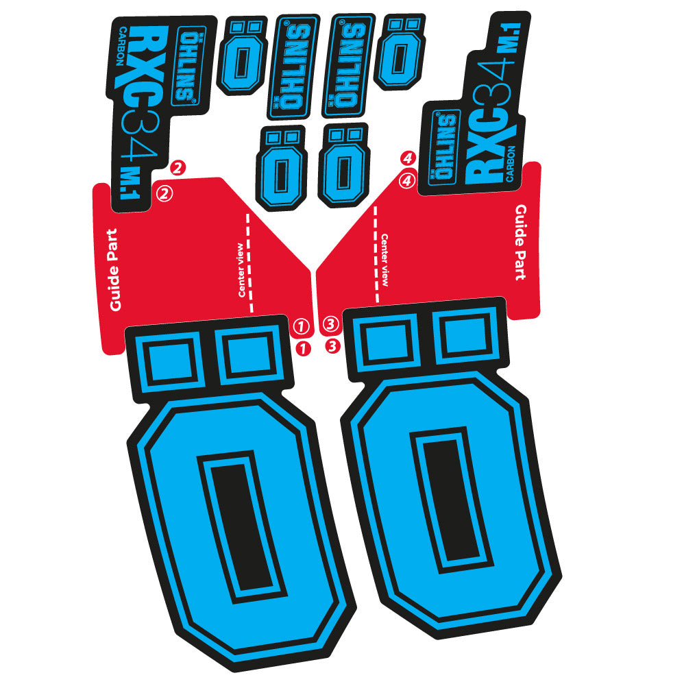 Stickers Ohlins RXC 34 M1 Carbon compatibles - Autocollants fourche VTT
