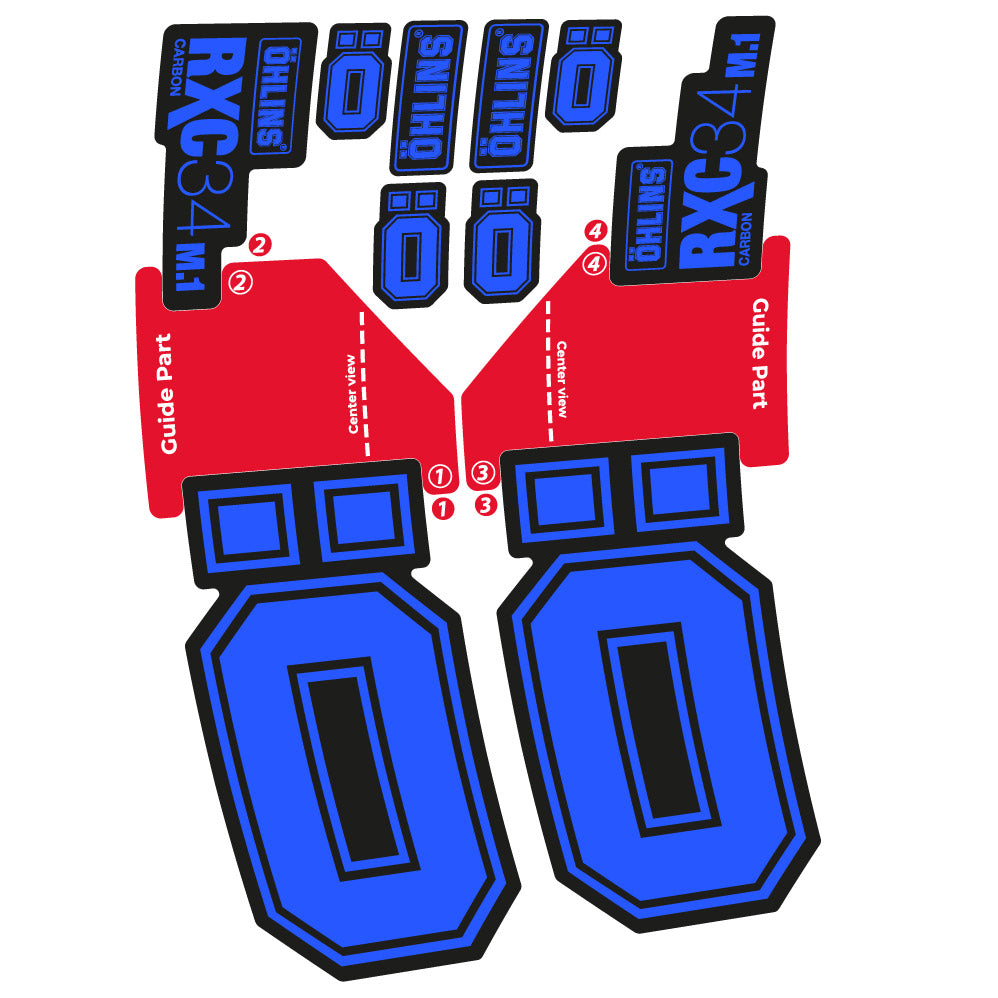 Stickers Ohlins RXC 34 M1 Carbon compatibles - Autocollants fourche VTT