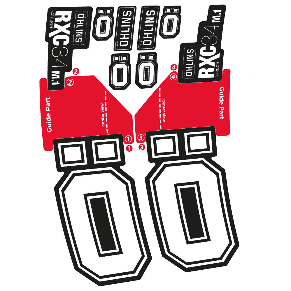 Stickers Ohlins RXC 34 M1 Carbon compatibles - Autocollants fourche VTT
