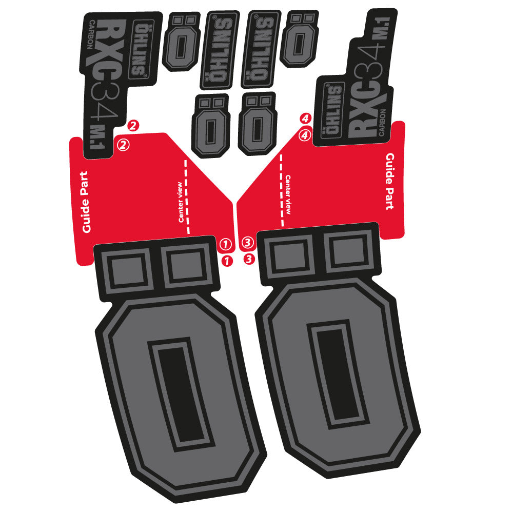 Stickers Ohlins RXC 34 M1 Carbon compatibles - Autocollants fourche VTT