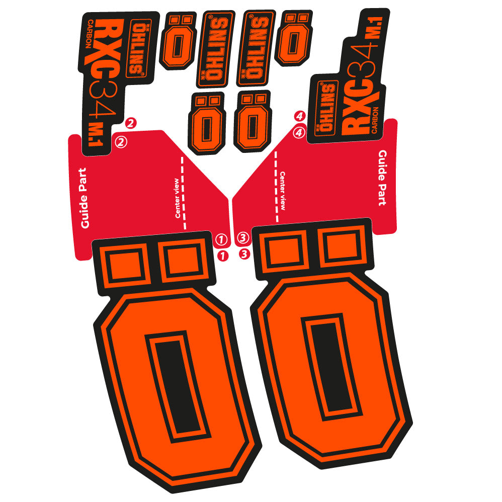 Stickers Ohlins RXC 34 M1 Carbon compatibles - Autocollants fourche VTT