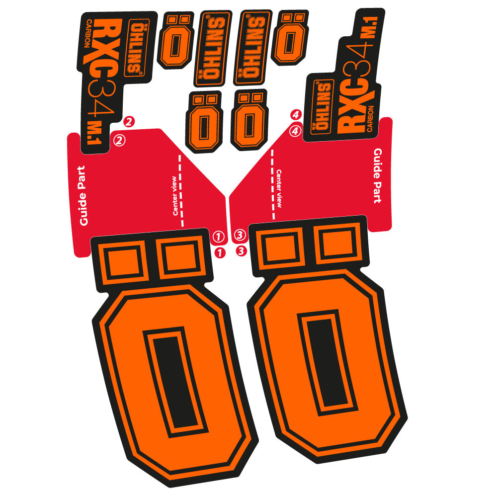 Stickers Ohlins RXC 34 M1 Carbon compatibles - Autocollants fourche VTT