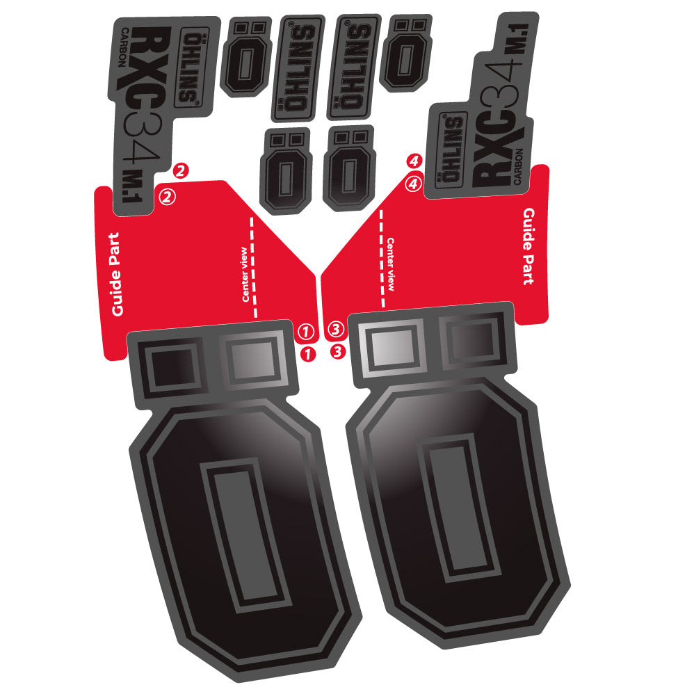 Stickers Ohlins RXC 34 M1 Carbon compatibles - Autocollants fourche VTT