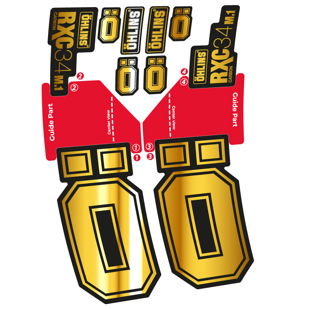 Stickers Ohlins RXC 34 M1 Carbon compatibles - Autocollants fourche VTT