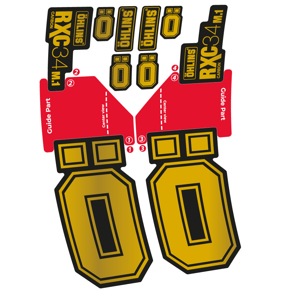 Stickers Ohlins RXC 34 M1 Carbon compatibles - Autocollants fourche VTT