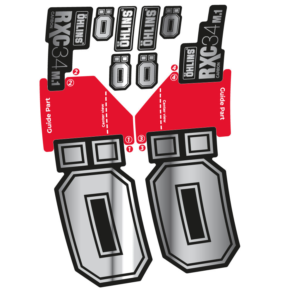 Stickers Ohlins RXC 34 M1 Carbon compatibles - Autocollants fourche VTT