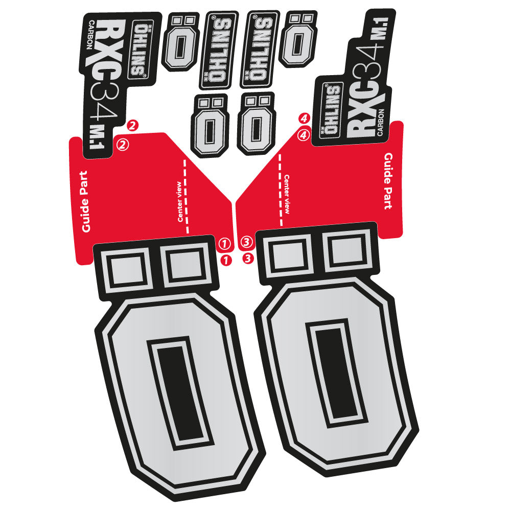 Stickers Ohlins RXC 34 M1 Carbon compatibles - Autocollants fourche VTT