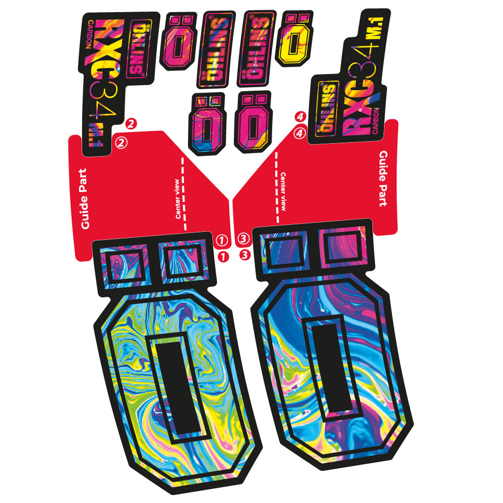 Stickers Ohlins RXC 34 M1 Carbon compatibles - Autocollants fourche VTT