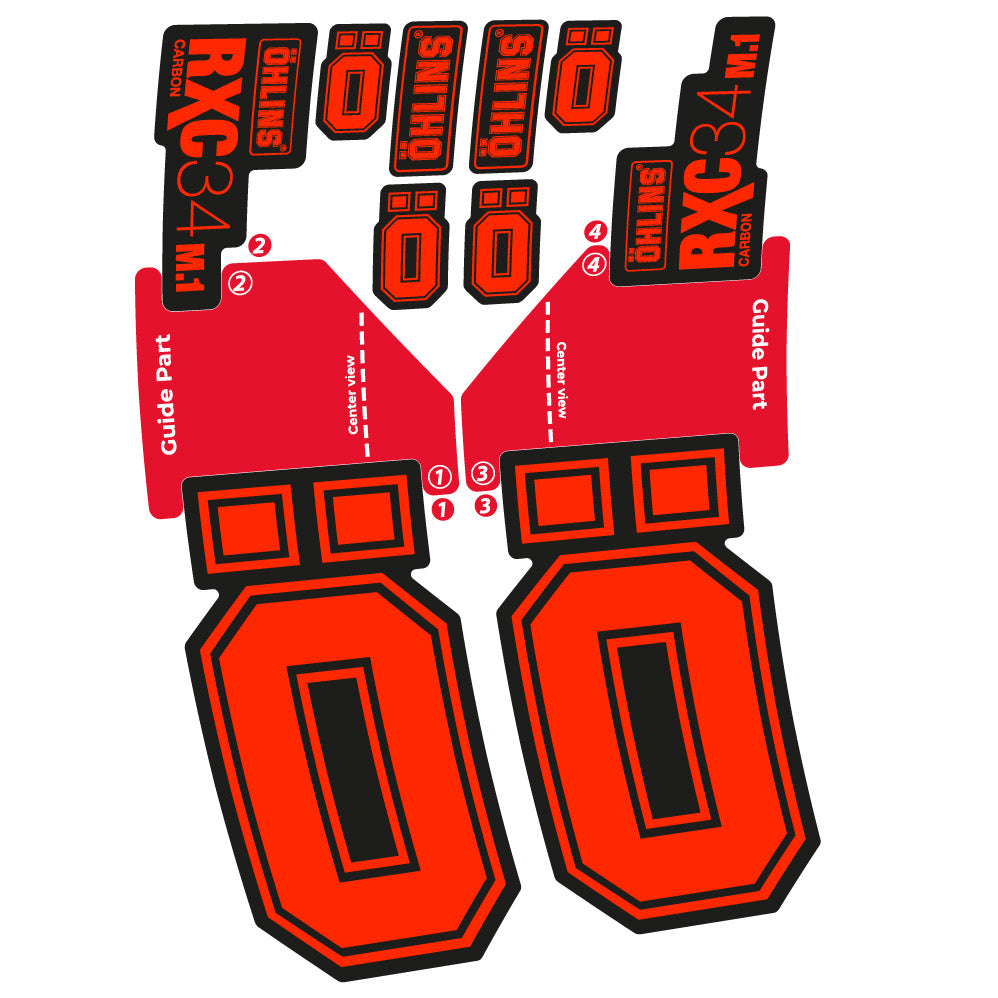 Stickers Ohlins RXC 34 M1 Carbon compatibles - Autocollants fourche VTT