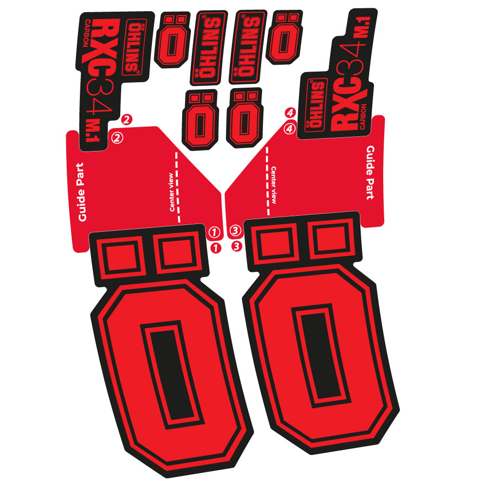 Stickers Ohlins RXC 34 M1 Carbon compatibles - Autocollants fourche VTT