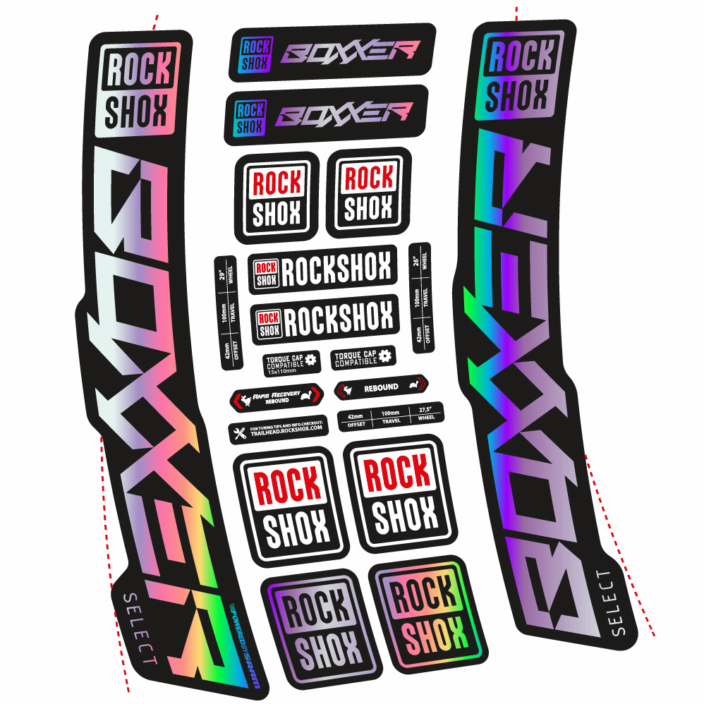 Stickers Rock Shox Boxxer Select 2021 compatibles Autocollants fourche VTT 29"