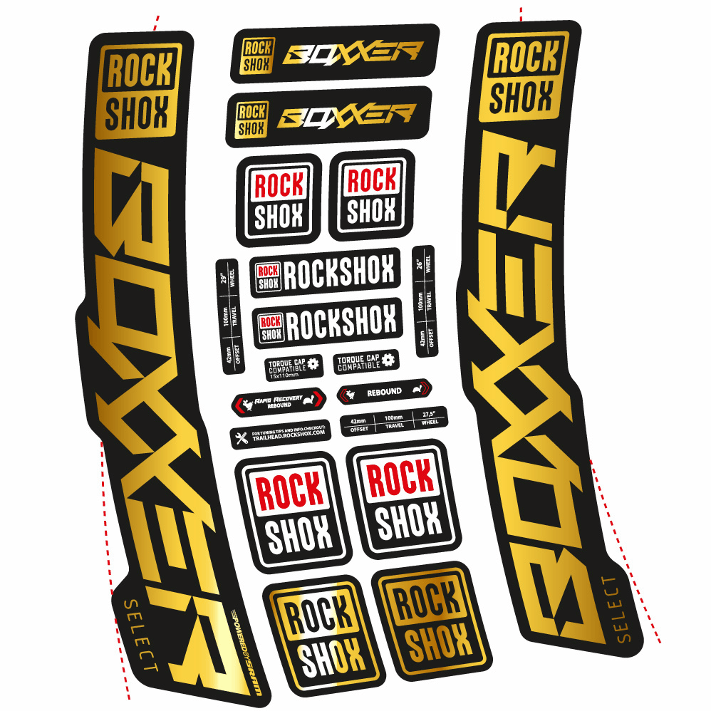 Stickers Rock Shox Boxxer Select 2021 compatibles Autocollants fourche VTT 29"