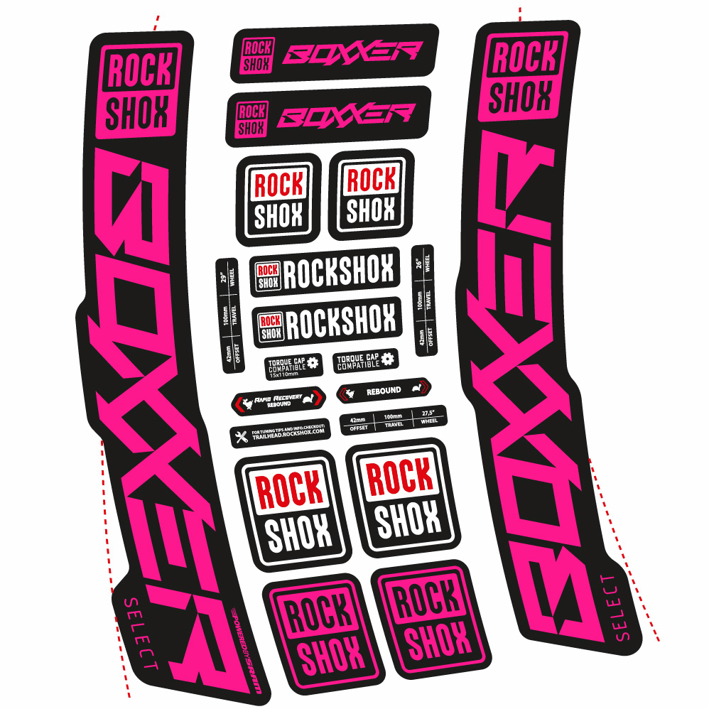 Stickers Rock Shox Boxxer Select 2021 compatibles Autocollants fourche VTT 29"