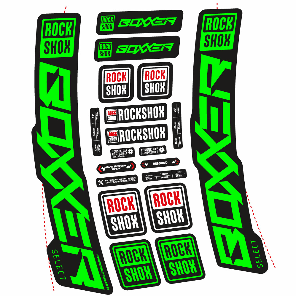 Stickers Rock Shox Boxxer Select 2021 compatibles Autocollants fourche VTT 29"