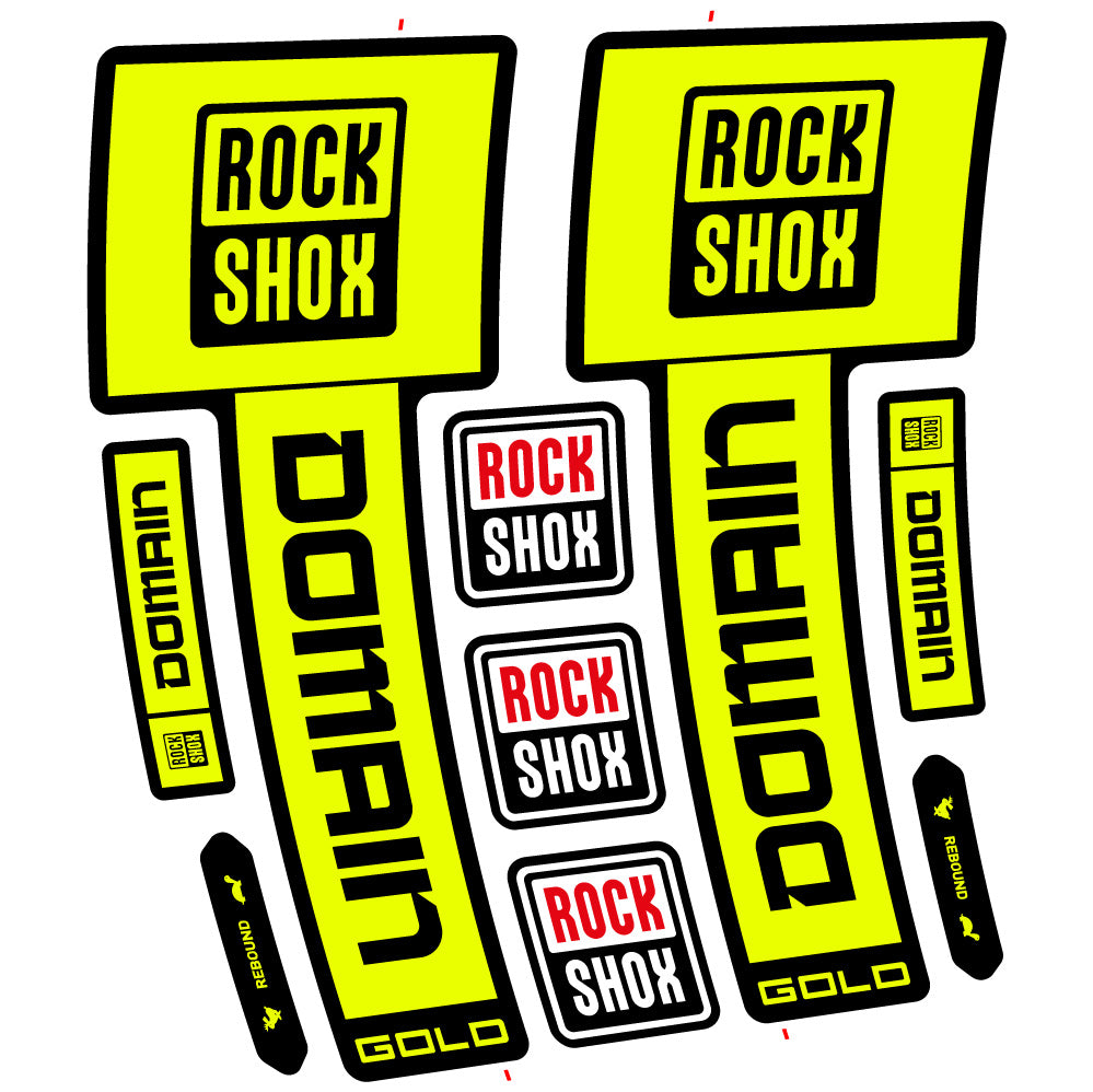 Stickers RockShox Domain Gold 2025 Ver 1 compatibles - Autocollants fourche VTT