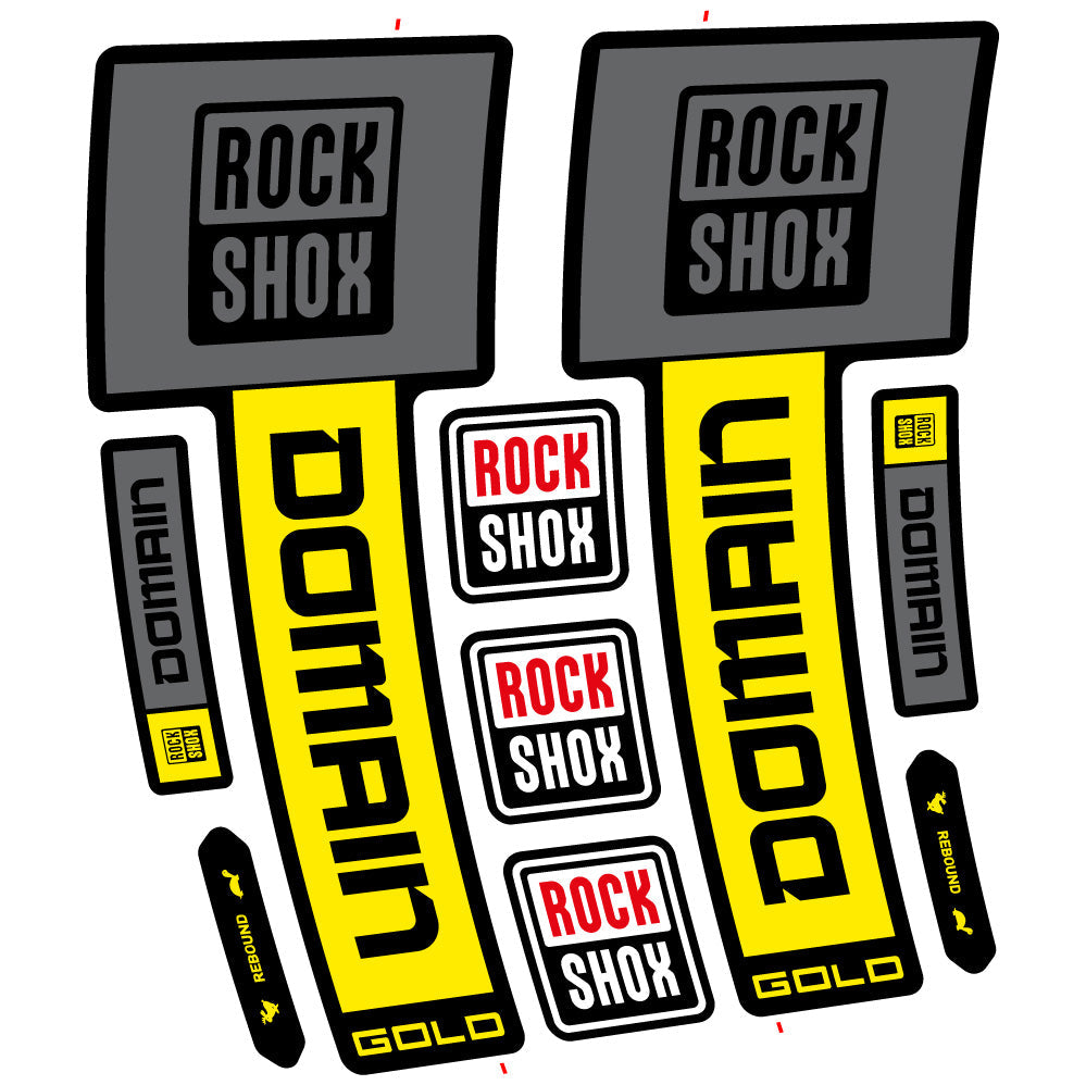 Stickers Rock Shox Domain Gold 2025 Ver. 1 compatibles Autocollants fourche VTT 29"