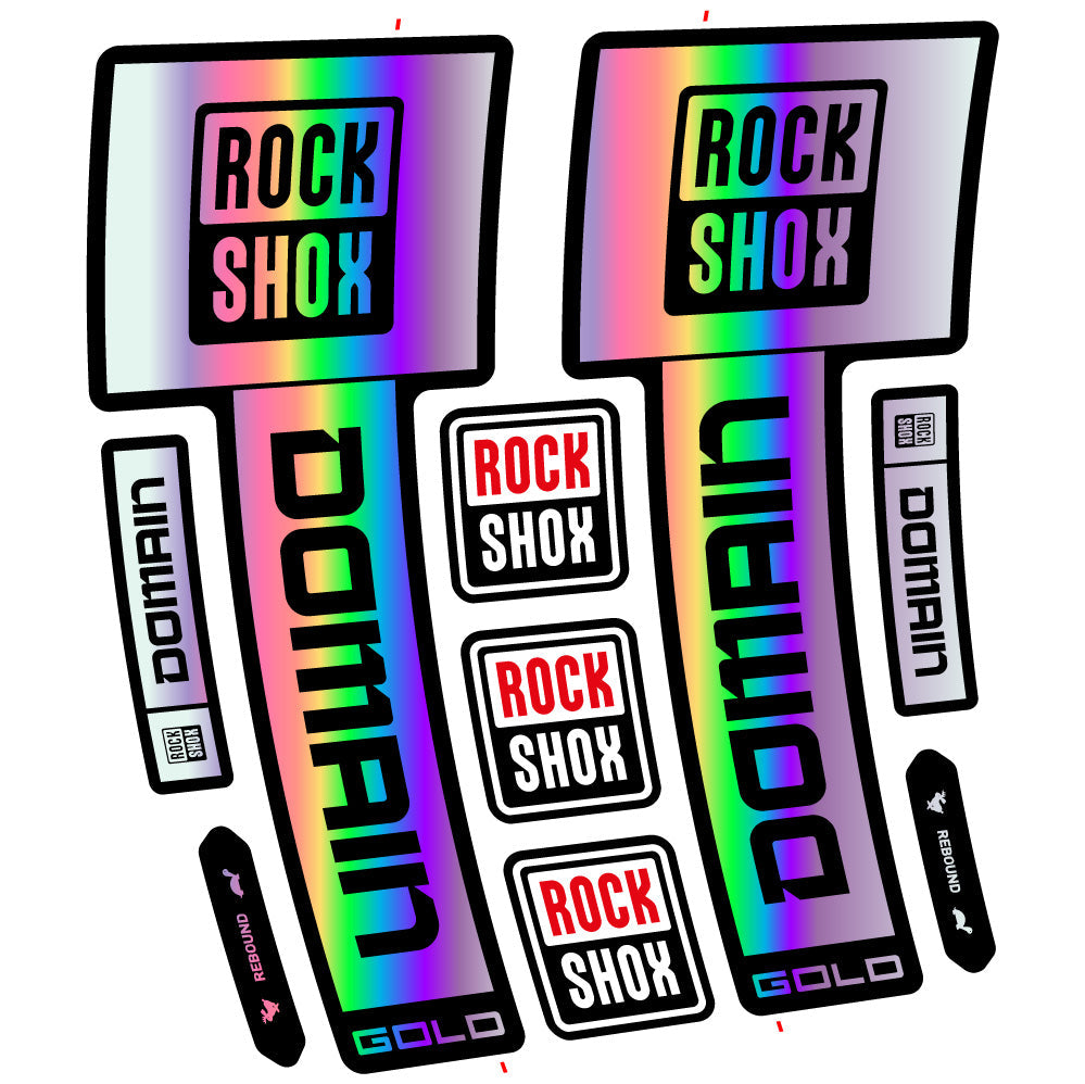 Stickers Rock Shox Domain Gold 2025 Ver. 1 compatibles Autocollants fourche VTT 29"