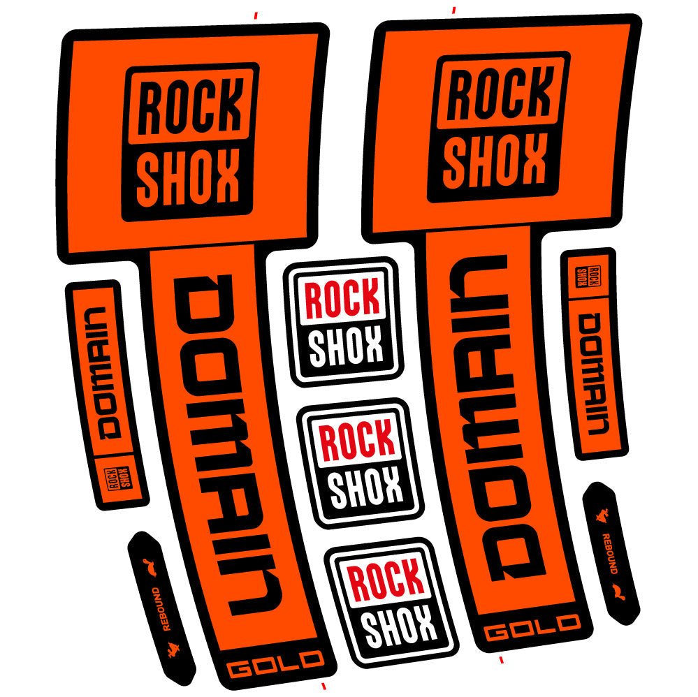 Stickers Rock Shox Domain Gold 2025 Ver. 1 compatibles Autocollants fourche VTT 29"