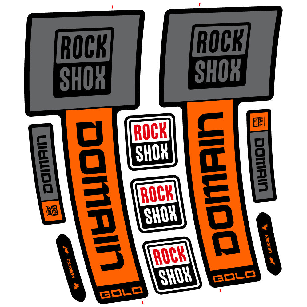 Stickers Rock Shox Domain Gold 2025 Ver. 1 compatibles Autocollants fourche VTT 29"