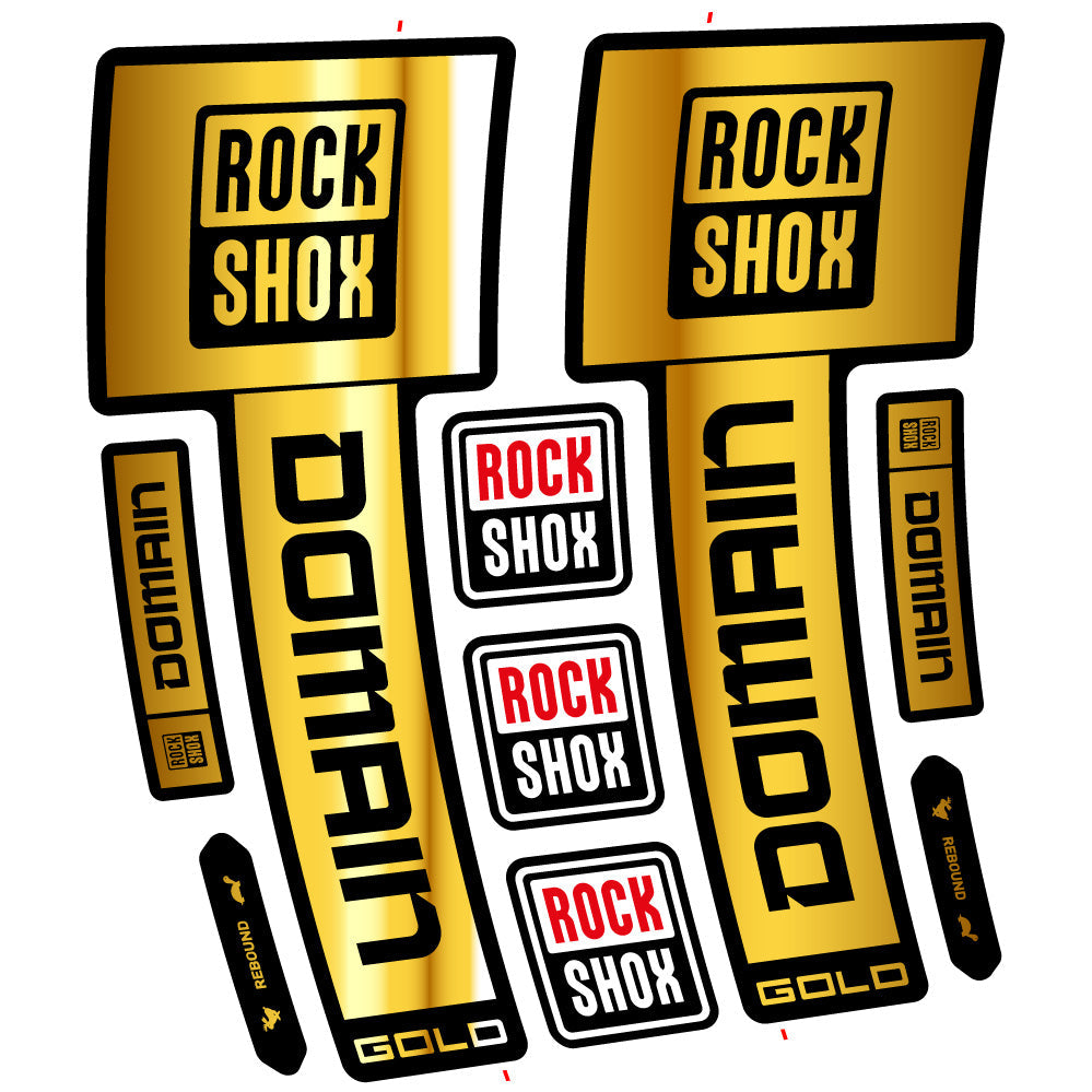 Stickers Rock Shox Domain Gold 2025 Ver. 1 compatibles Autocollants fourche VTT 29"