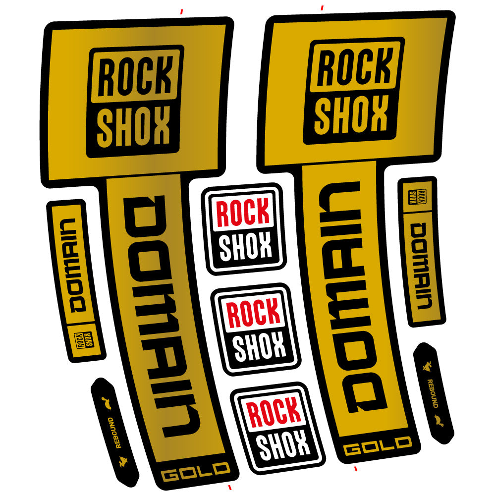 Stickers Rock Shox Domain Gold 2025 Ver. 1 compatibles Autocollants fourche VTT 29"