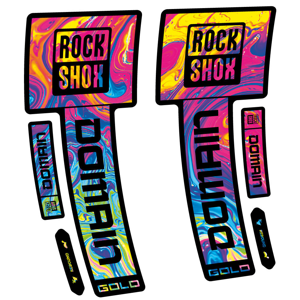 Stickers RockShox Domain Gold 2025 Ver 1 compatibles - Autocollants fourche VTT