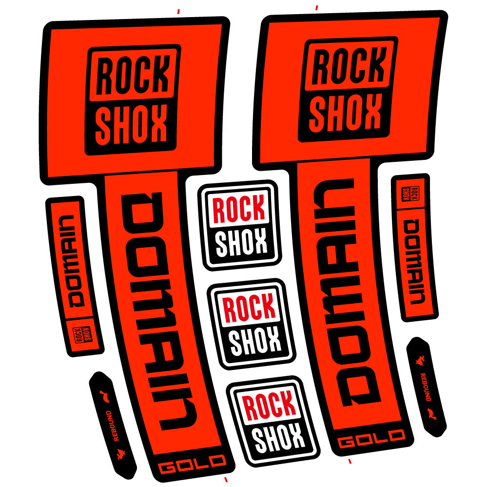 Stickers Rock Shox Domain Gold 2025 Ver. 1 compatibles Autocollants fourche VTT 29"