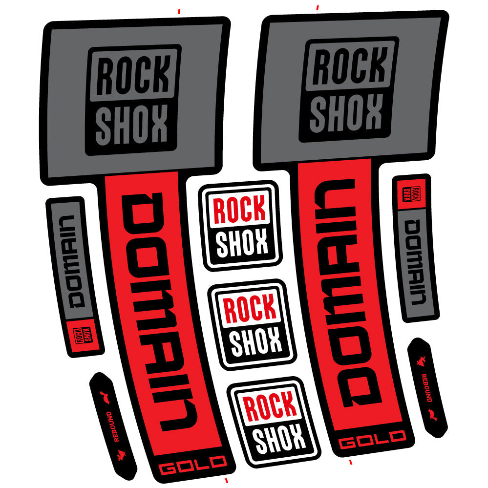 Stickers Rock Shox Domain Gold 2025 Ver. 1 compatibles Autocollants fourche VTT 29"