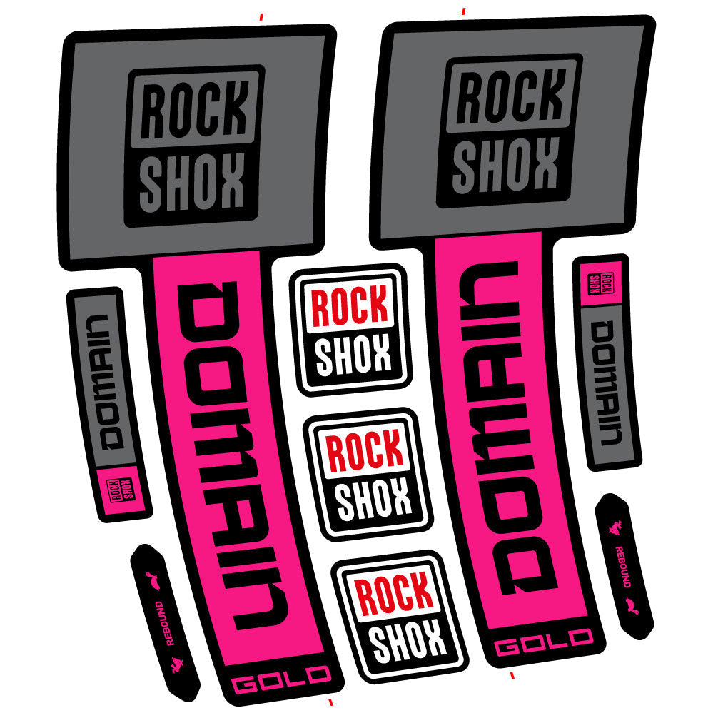 Stickers Rock Shox Domain Gold 2025 Ver. 1 compatibles Autocollants fourche VTT 29"
