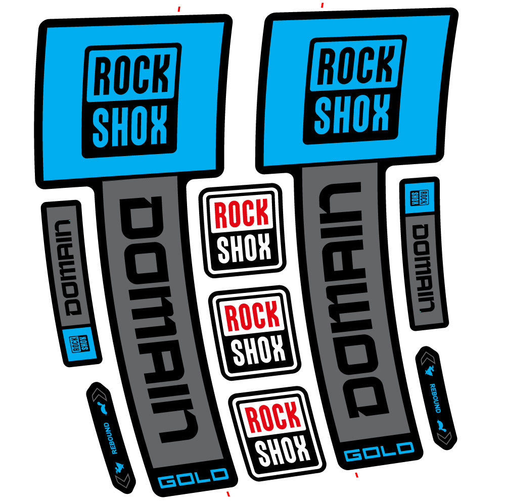Stickers RockShox Domain Gold 2025 Ver 2 compatibles - Autocollants fourche VTT