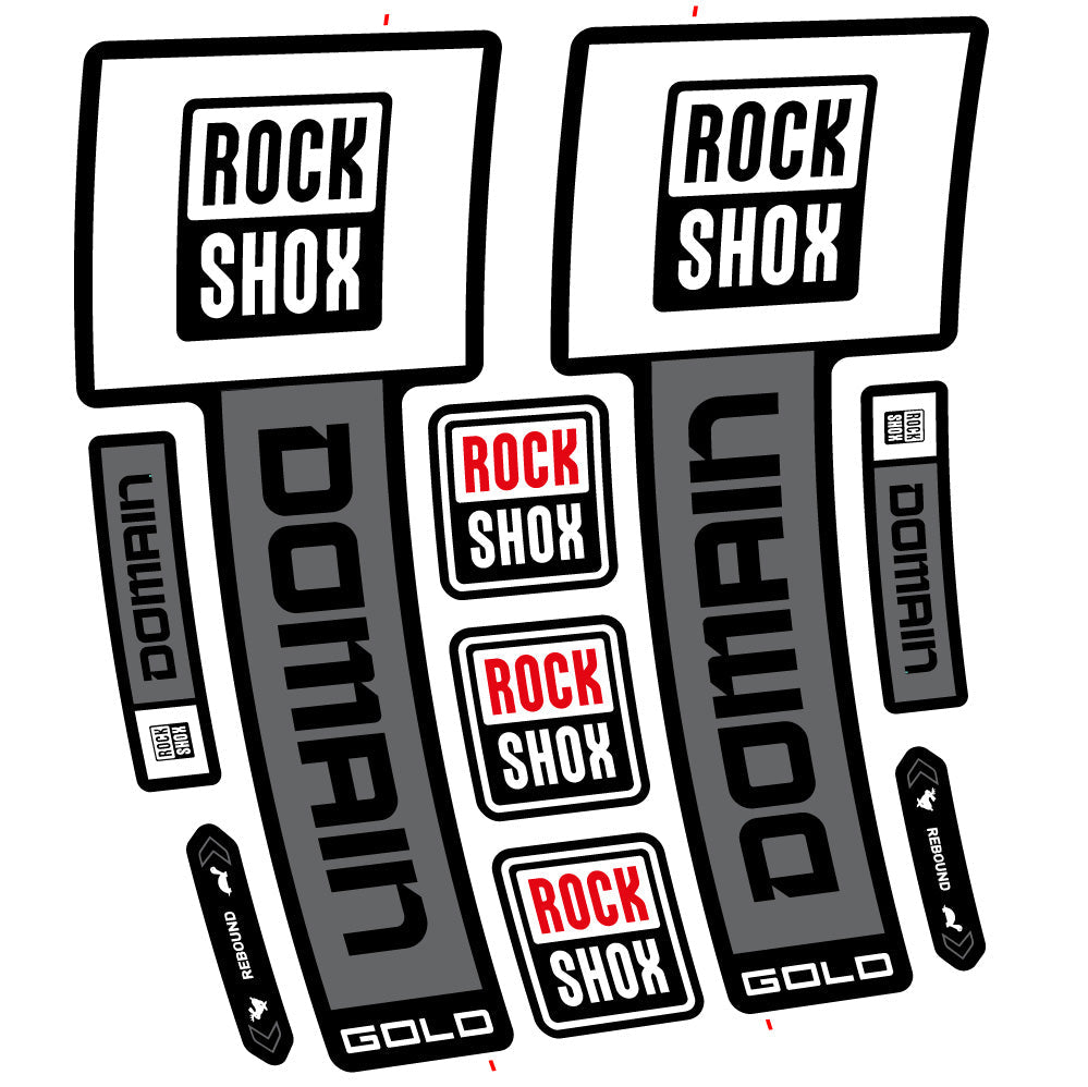Stickers RockShox Domain Gold 2025 Ver 2 compatibles - Autocollants fourche VTT