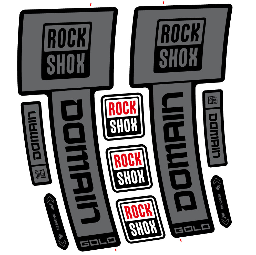 Stickers RockShox Domain Gold 2025 Ver 2 compatibles - Autocollants fourche VTT