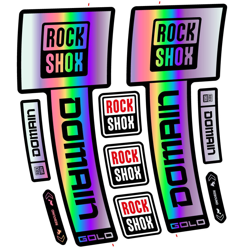 Stickers RockShox Domain Gold 2025 Ver 2 compatibles - Autocollants fourche VTT