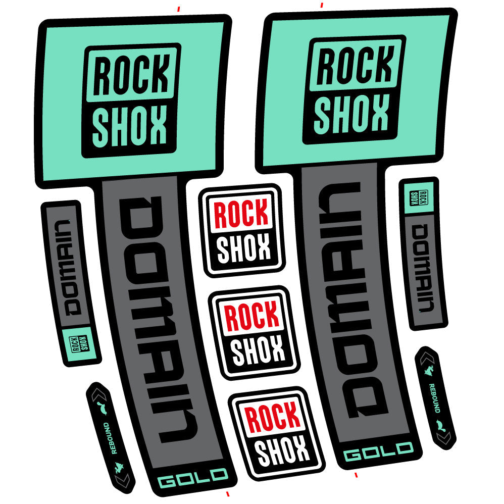 Stickers RockShox Domain Gold 2025 Ver 2 compatibles - Autocollants fourche VTT
