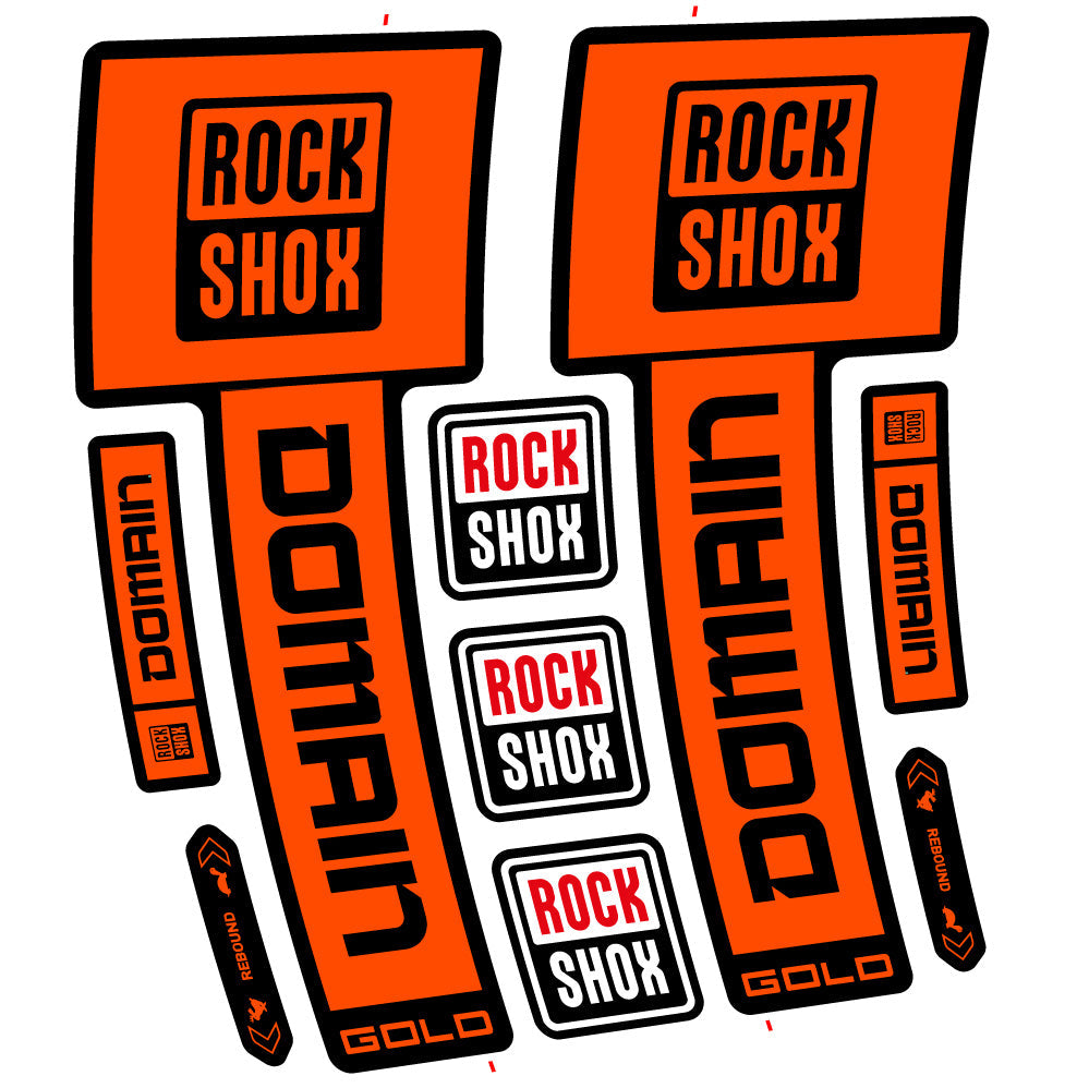 Stickers RockShox Domain Gold 2025 Ver 2 compatibles - Autocollants fourche VTT