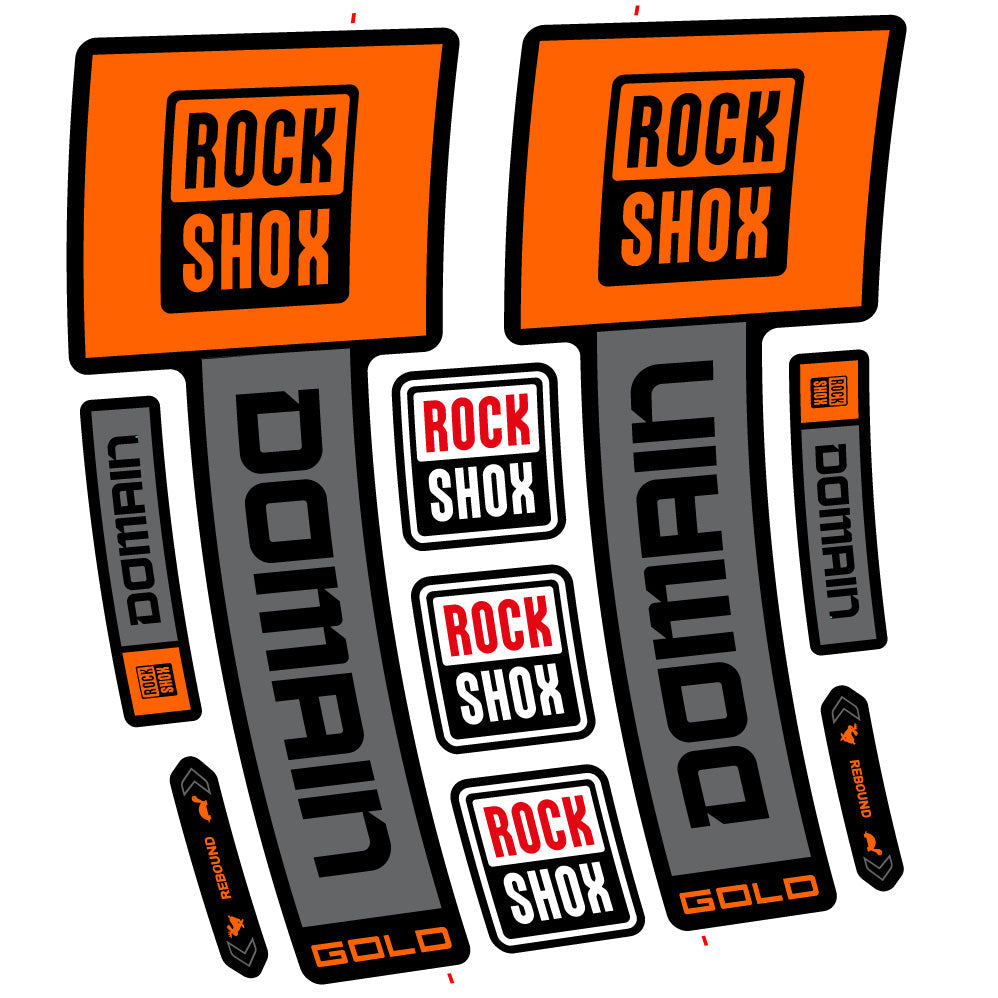 Stickers RockShox Domain Gold 2025 Ver 2 compatibles - Autocollants fourche VTT