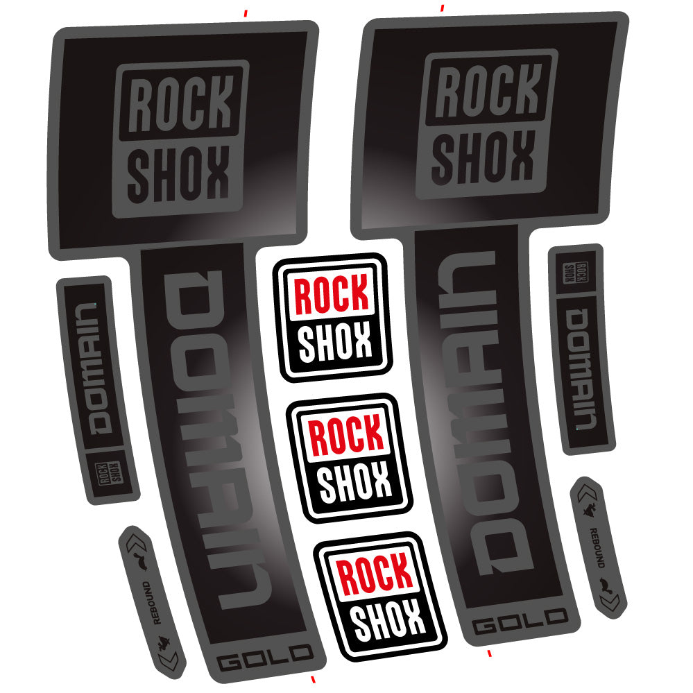Stickers RockShox Domain Gold 2025 Ver 2 compatibles - Autocollants fourche VTT