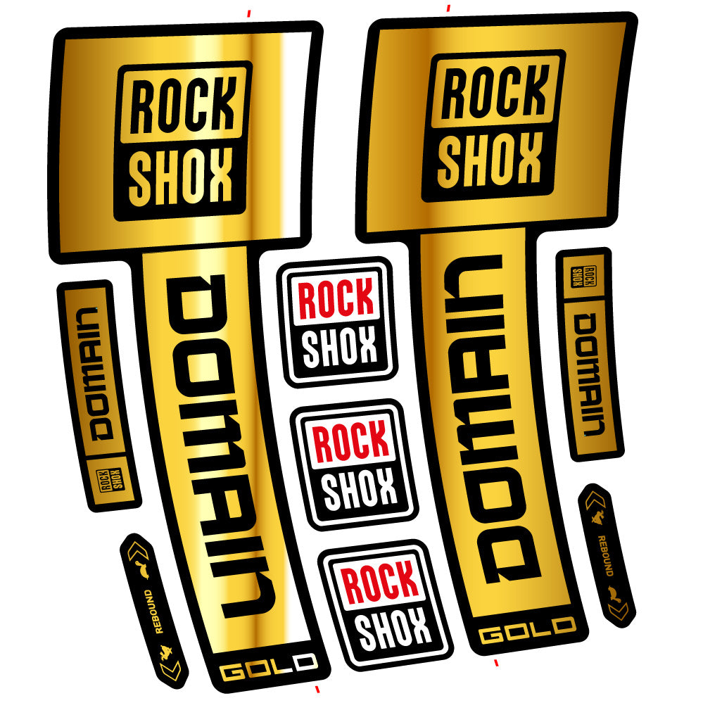 Stickers RockShox Domain Gold 2025 Ver 2 compatibles - Autocollants fourche VTT