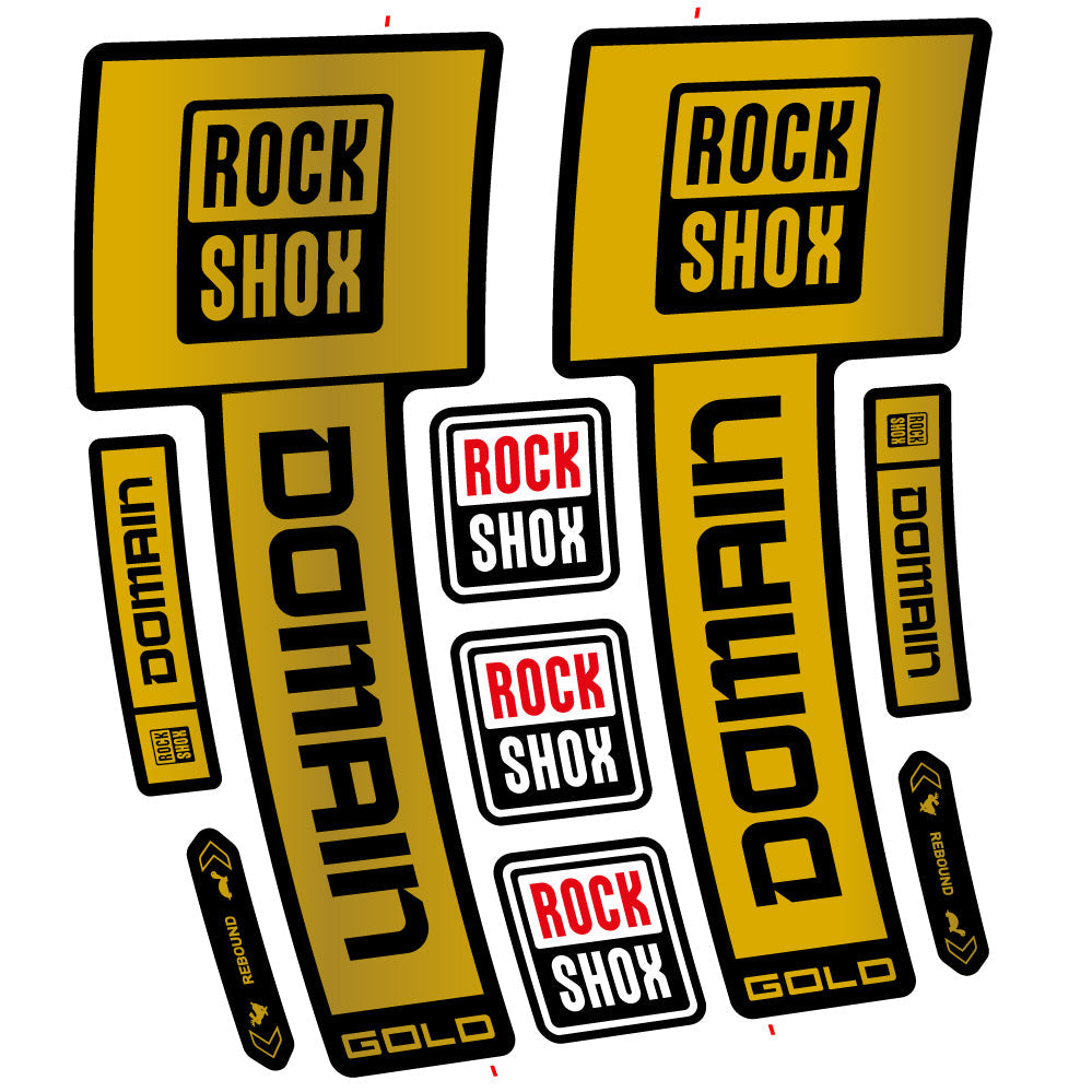 Stickers RockShox Domain Gold 2025 Ver 2 compatibles - Autocollants fourche VTT