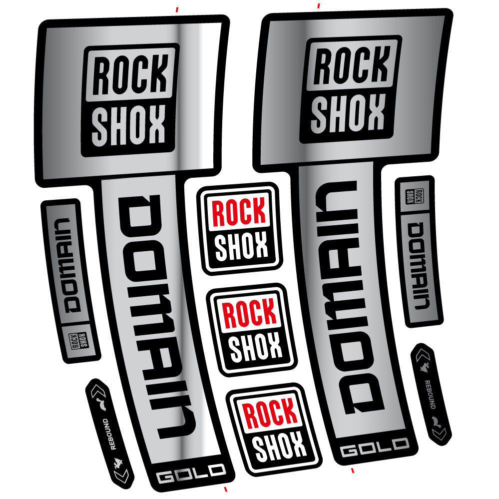Stickers RockShox Domain Gold 2025 Ver 2 compatibles - Autocollants fourche VTT