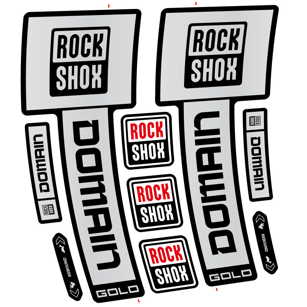 Stickers RockShox Domain Gold 2025 Ver 2 compatibles - Autocollants fourche VTT