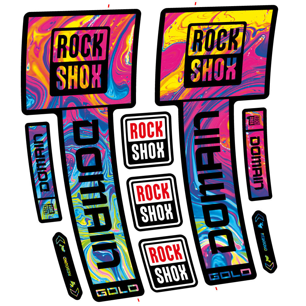 Stickers RockShox Domain Gold 2025 Ver 2 compatibles - Autocollants fourche VTT