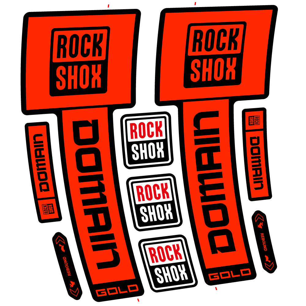 Stickers Rock Shox Domain Gold 2025 Ver. 2 compatibles Autocollants fourche VTT 29"