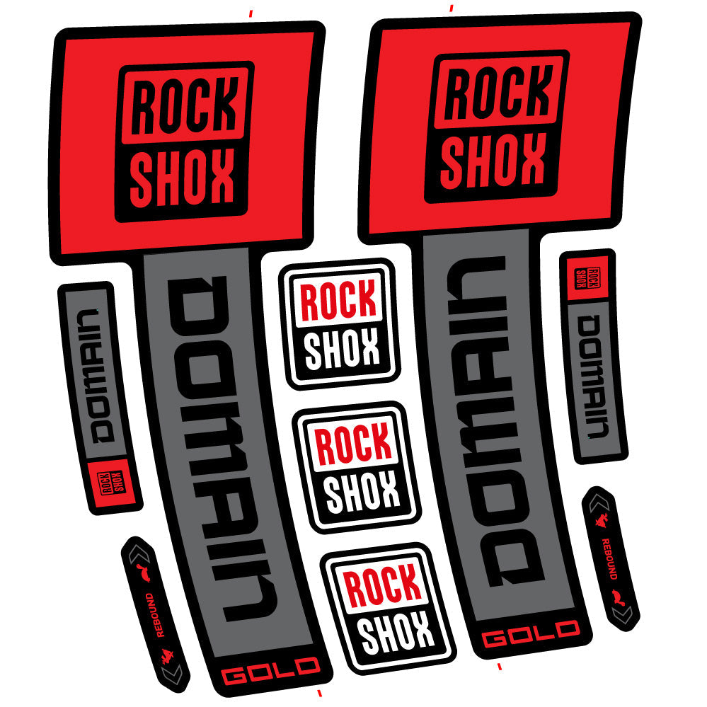 Stickers RockShox Domain Gold 2025 Ver 2 compatibles - Autocollants fourche VTT