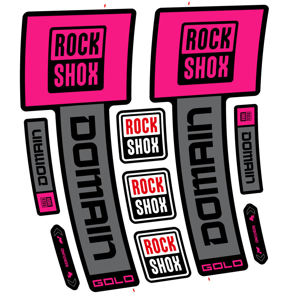 Stickers Rock Shox Domain Gold 2025 Ver. 2 compatibles Autocollants fourche VTT 29"