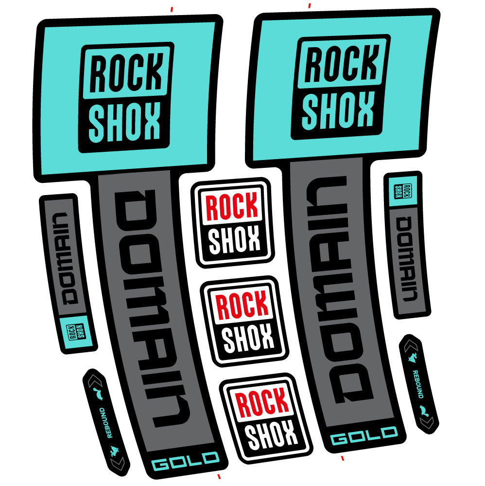 Stickers RockShox Domain Gold 2025 Ver 2 compatibles - Autocollants fourche VTT