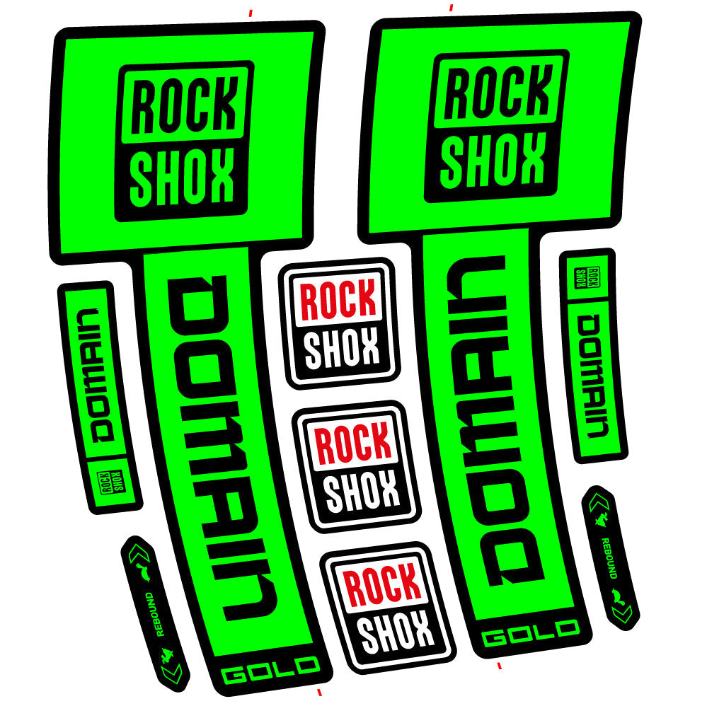 Stickers Rock Shox Domain Gold 2025 Ver. 2 compatibles Autocollants fourche VTT 29"