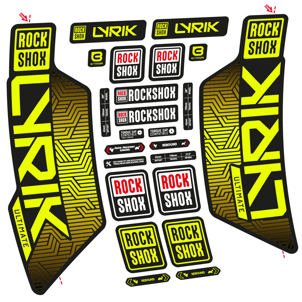 Stickers RockShox Lyrik Ultimate Flight Attendant compatibles - Autocollants fourche VTT